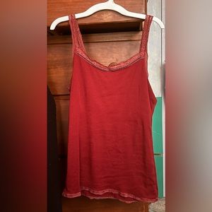 XL (14/16) Massimo Dark Red Lace Strap Built In Bralette (No Padding) Tank Top